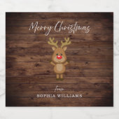 ウッド素朴メリークリスマスのトナカイプレゼント ビールラベル (シングルラベル)