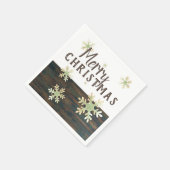 ウッド素朴メリークリスマススノーフレークホリデー スタンダードカクテルナプキン (角)