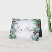 ウッド素朴メリークリスマス不動産仲介業者ホリデーカード サンキューカード (正面)