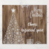 ウッド素朴メリークリスマス応援 スパークリングワインラベル (シングルラベル)