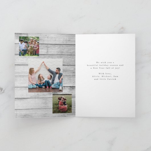 ウッド素朴メリークリスマス6の写真を折り畳んだ シーズンカード (内部)