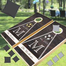 ウッド素朴モノグラムサッカーサッカー金ゴールド銀