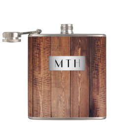ウッド素朴モノグラムスキットル フラスク
