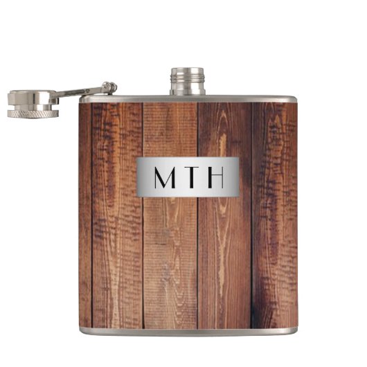 ウッド素朴モノグラムスキットル フラスク (オープン)