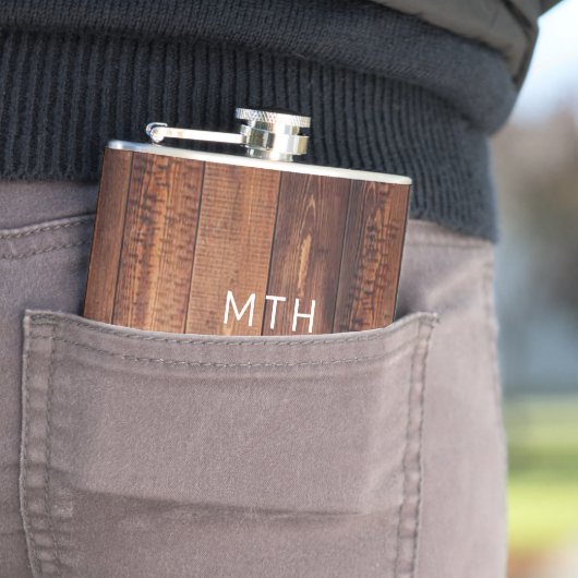 ウッド素朴モノグラムスキットル フラスク (インサイチュ)