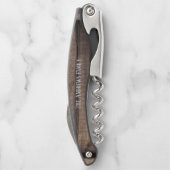 ウッド素朴モノグラムパーソナライズされたコルクねじ ソムリエナイフ (裏面)