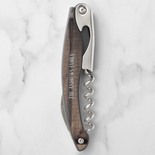 ウッド素朴モノグラムパーソナライズされたコルクねじ ソムリエナイフ (裏面)