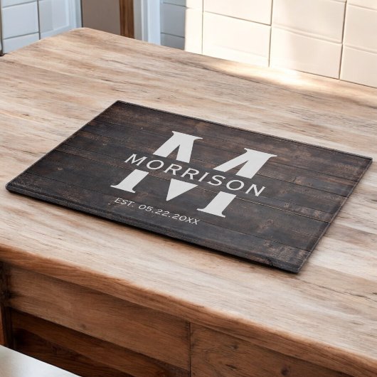 ウッド素朴モノグラムファミリー名ヴィンテージ カッティングボード