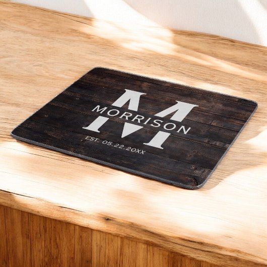 ウッド素朴モノグラムファミリー名ヴィンテージ カッティングボード