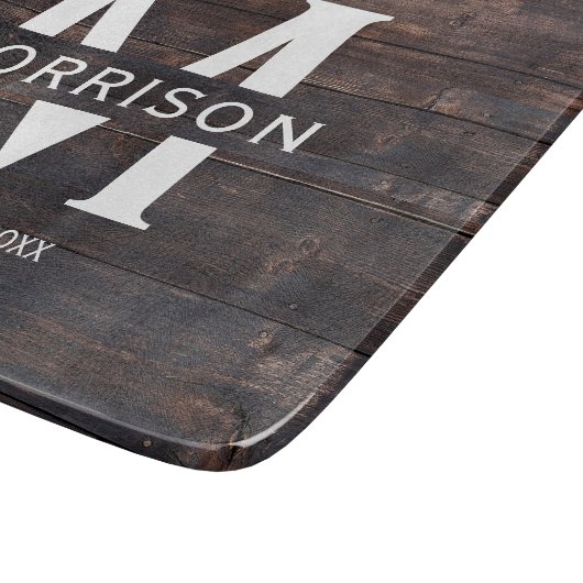 ウッド素朴モノグラムファミリー名ヴィンテージ カッティングボード (角)