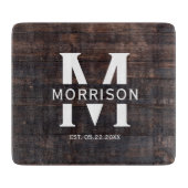 ウッド素朴モノグラムファミリー名ヴィンテージ カッティングボード (正面)