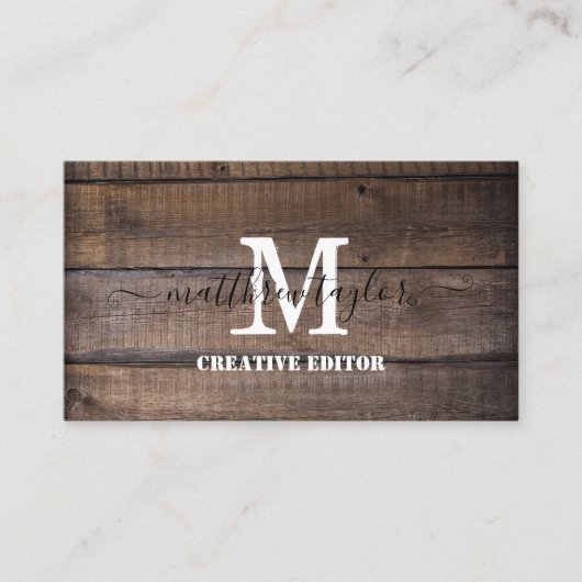 ウッド素朴モノグラムプロフェッショナルカスタム 名刺 (正面)