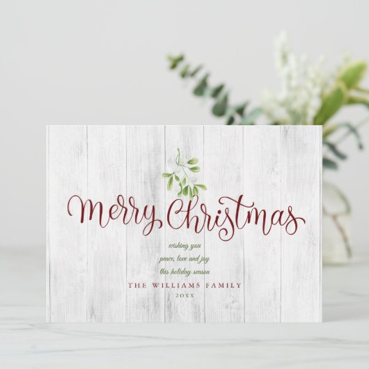 ウッド素朴ヤドリギメリークリスマスフォトホリダ シーズンカード (スタンド正面)