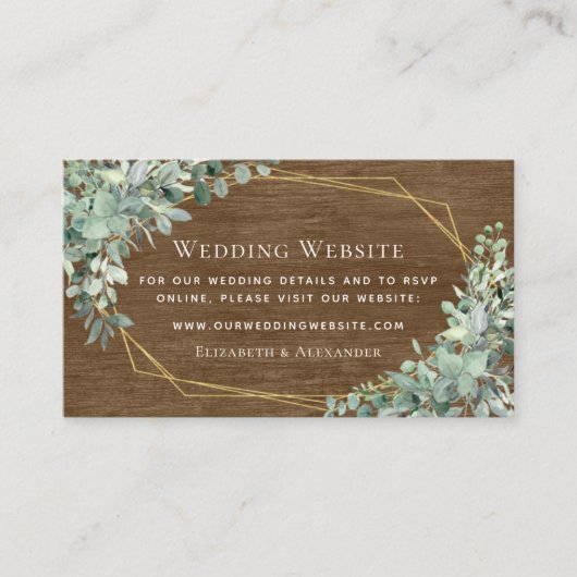 ウッド素朴ユーカリのグ結婚リーナリー エンクロージャーカード (正面)