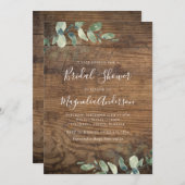 ウッド素朴ユーカリブライダルシャワー 招待状 (正面/裏面)