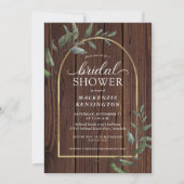 ウッド素朴ユーカリ金ゴールドアーチブライダルシャワー 招待状 (正面)