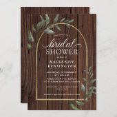 ウッド素朴ユーカリ金ゴールドアーチブライダルシャワー 招待状 (正面/裏面)
