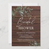 ウッド素朴ユーカリ金ゴールドエレガントブライダルシャワー 招待状 (正面)