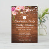 ウッド素朴ライツピンク卒業パーティー招待状 招待状 (スタンド正面)