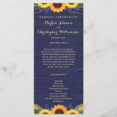 ウッド素朴ライトレースネイビーサンフラワー結婚ズ プログラム (正面)