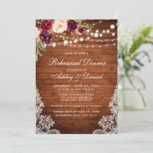 ウッド素朴ライトレースフローラリハーサルディナー 招待状 (スタンド正面)