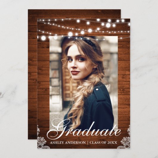 ウッド素朴ライトレース卒業発表 案内状 (正面/裏面)