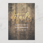 ウッド素朴ラブロープの結婚詳細情報 エンクロージャーカード (裏面)