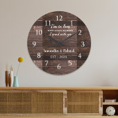 ウッド素朴ラブ引用文結婚の記念日 ラージ壁時計
