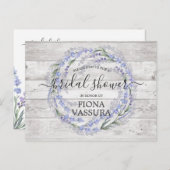 ウッド素朴ラベンダーフローラブライダルシャワー インビテーションポストカード (正面/裏面)