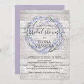 ウッド素朴ラベンダーフローラリースブライダルシャワー 招待状 (正面/裏面)