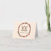 ウッド素朴ランドの動物双生児ありがとう サンキューカード (正面)