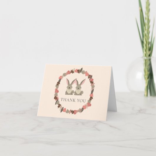 ウッド素朴ランドの動物双生児ありがとう サンキューカード (正面)