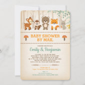 ウッド素朴ランド長距離ベビーシャワー郵便 招待状 (正面)