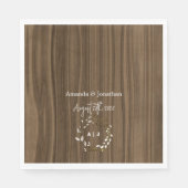ウッド素朴リーフリースモノグラム結婚ズ スタンダードランチョンナプキン (正面)