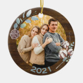 ウッド素朴ルッククリスマスファミリーオーナメント セラミックオーナメント (正面)
