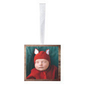 ウッド素朴ルックベビーの初めてのクリスマス写真 キューブオーナメント (右)