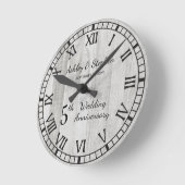 ウッド素朴ルック5周年結婚記念日 ラウンド壁時計 (傾斜)