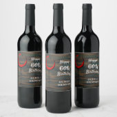 ウッド素朴レッドワイングラス60誕生日 ワインラベル (ボトル)