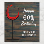ウッド素朴レッドワイングラス60誕生日 ワインラベル (シングルラベル)