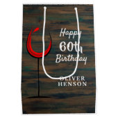 ウッド素朴レッドワイン60誕生日 ミディアムペーパーバッグ (裏面)