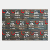 ウッド素朴レッドワイン60誕生日 ラッピングペーパーシート (正面3)