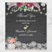 ウッド素朴レースのストリングライトありがとうござ結婚う ワインラベル (シングルラベル)