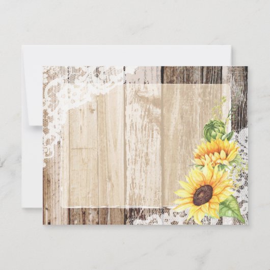 ウッド素朴レースひまわりハートエッチングありがとう サンキューカード (裏面)