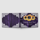 ウッド素朴レースひまわりパープル結婚ズ ゲストブック (全面)