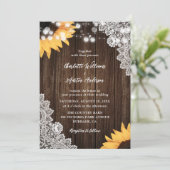 ウッド素朴レースひまわり結婚式招待状 招待状 (スタンド正面)