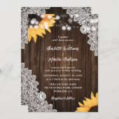 ウッド素朴レースひまわり結婚式招待状 招待状 (正面/裏面)