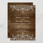 ウッド素朴レースカエレガントントリーブライダルシャワー 招待状 (正面/裏面)