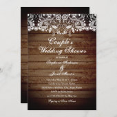ウッド素朴レースカップルウェディングシャワーカード 招待状 (正面/裏面)