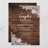 ウッド素朴レースカップルウェディングシャワー 招待状 (正面/裏面)