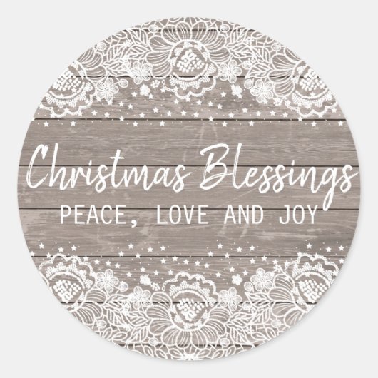 ウッド素朴レースクリスマス恵み封筒用シール ラウンドシール (正面)